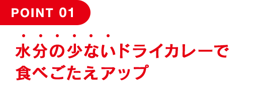 POINT 01 水分の少ないドライカレーで食べごたえアップ